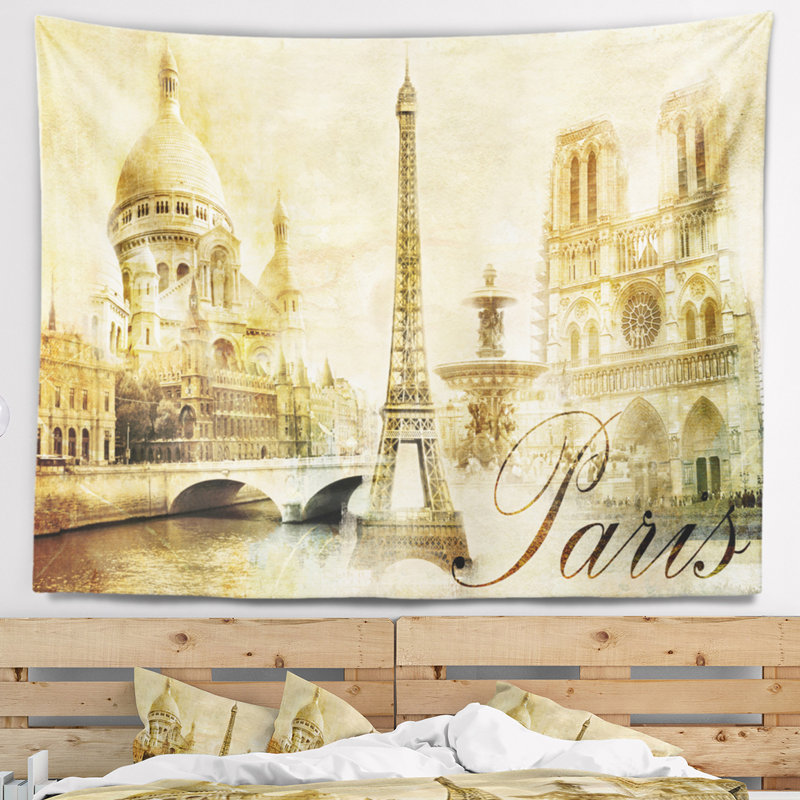 Tapisserie numérique old beautiful paris Cityscape, H 32 po x l 39 po