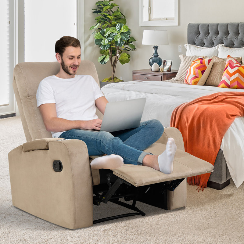 Fauteuil inclinable standard à dégagement manuel de 34 po de largeur, Microfibre/microsuède brun