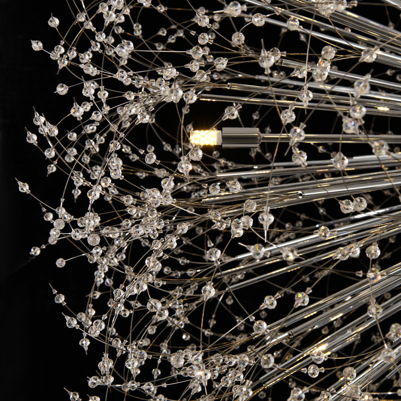 Lustre sphérique Spoutnik à intensité variable Lakeyah, H 47,3 po x l 47,3 po x P 47,3 po, Chrome chrome