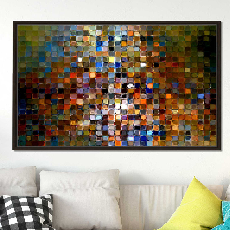 «Tile Art # 1 2007», impression, H 39,5 po x l 63,5 po x P 2 po, Cadre flottant espresso