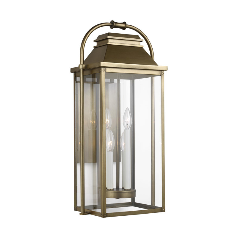 Plafonnier encastré d'extérieur 4 lumières Newson, Laiton peint vieilli
