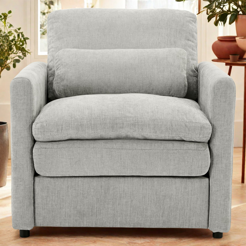 Fauteuil rembourré 31,9 "surdimensionné et confortable, Gris clair