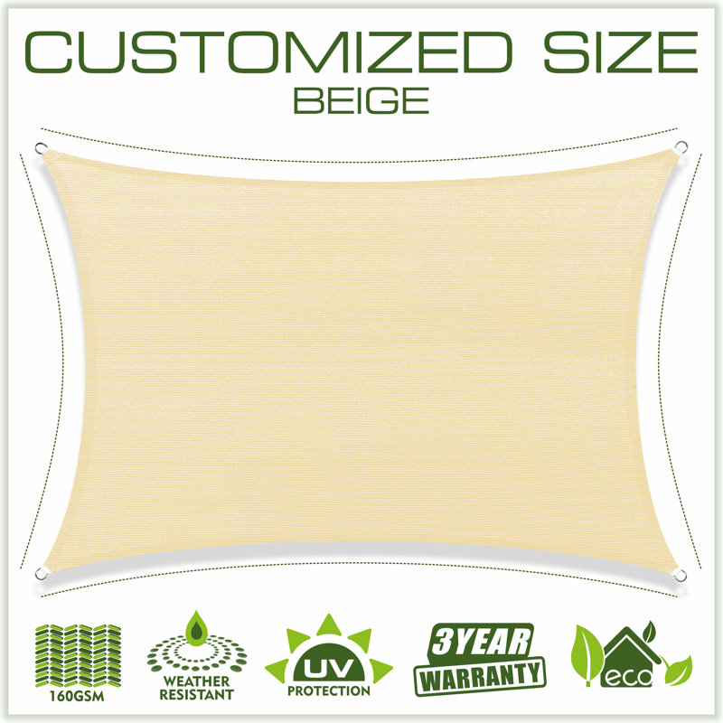 Beige 12' x 20' UV-Resistant HDPE Sun Shade Sail