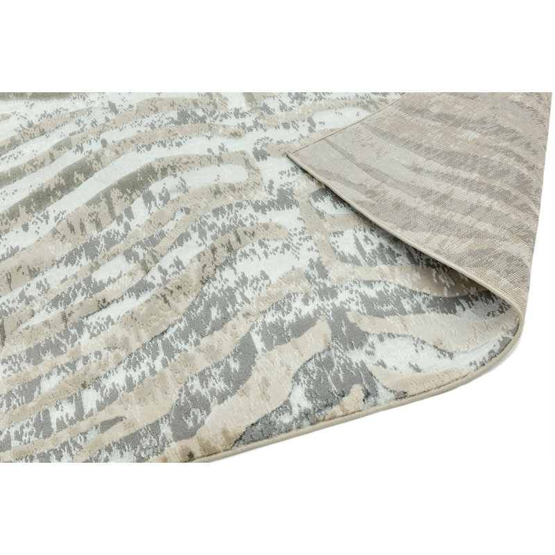 Arely Shiny Zebra Silver/Grey Area Rug, Rectangle 160 x 230cm