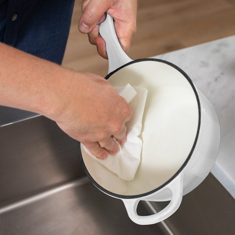 Batterie de cuisine en fonte émaillée basque, ensemble de 7 pièces, antiadhésif, poignées surdimensionnées, va au four; Poêle, casserole, petite cocotte, grande cocotte