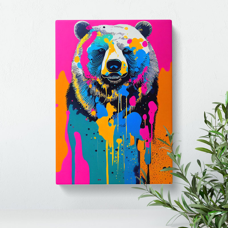 Dripping Paint Bear No.1 - Wrapped Canvas, 60cm H x 40cm W