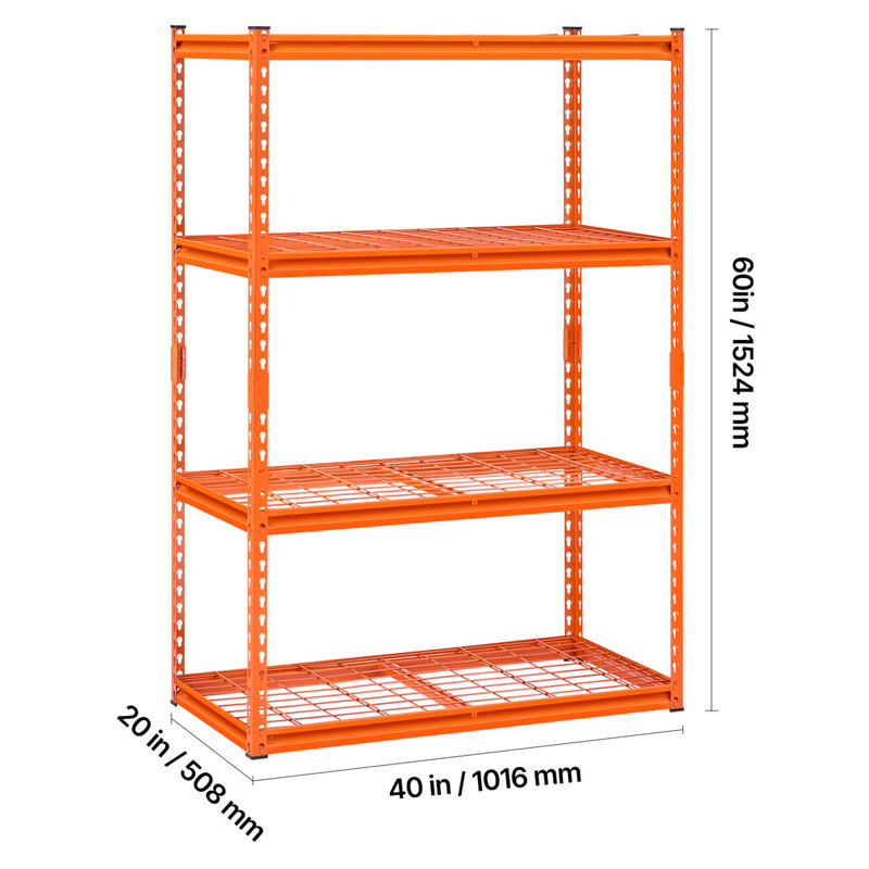 Tablettes de rangement Étagères de garage robustes réglables à 4 niveaux 2400 lb
