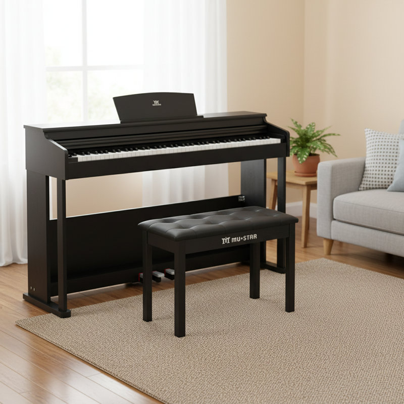 2 Packages Play Music Instrument With Bench, Black