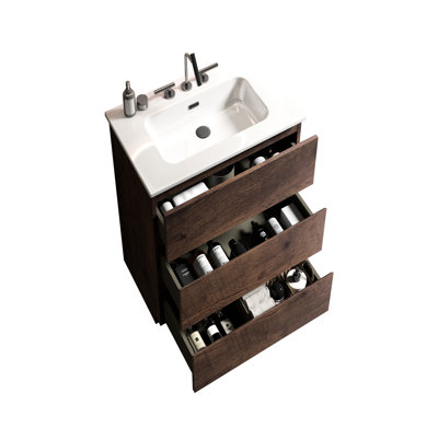 Meuble-lavabo en noyer avec lavabo