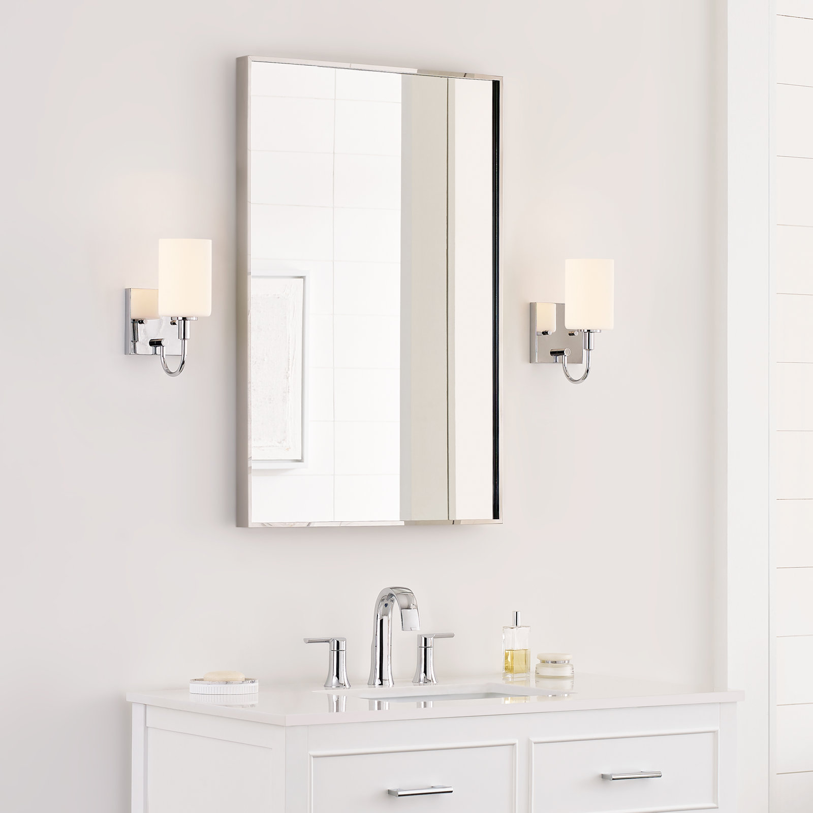 Rowley Single Light Dimmable Bath Sconce, Chrome