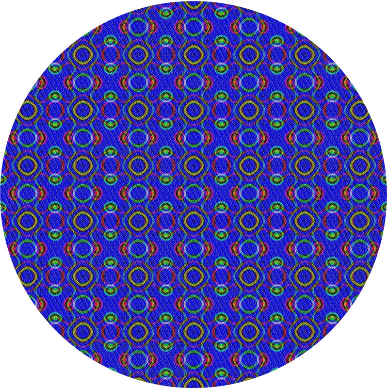 Tapis décoratif bleu géométrique, Rond 7 pi