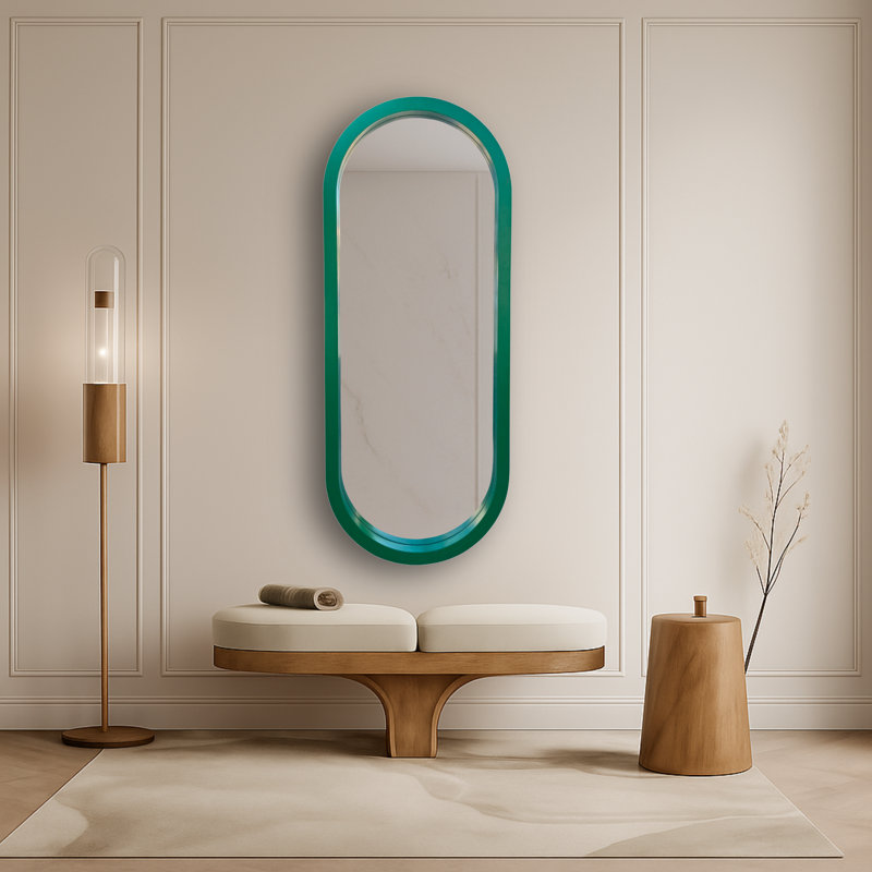Large Pill Mirror, 59.1" x 23.6", Green