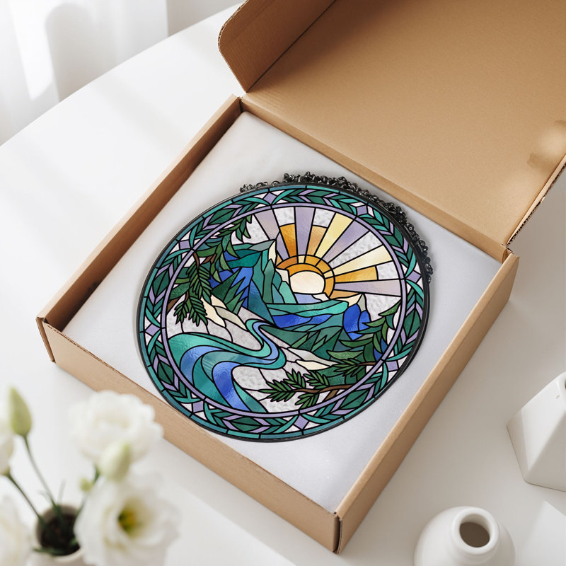 Panneau de vitrail en verre coloré, 7,8 heures, H 7,8 po