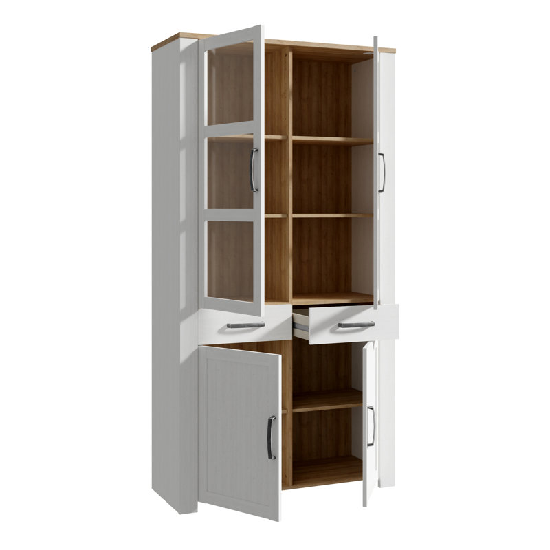 Abidan 4 Door 2 Drawer Display Stand, Without, White