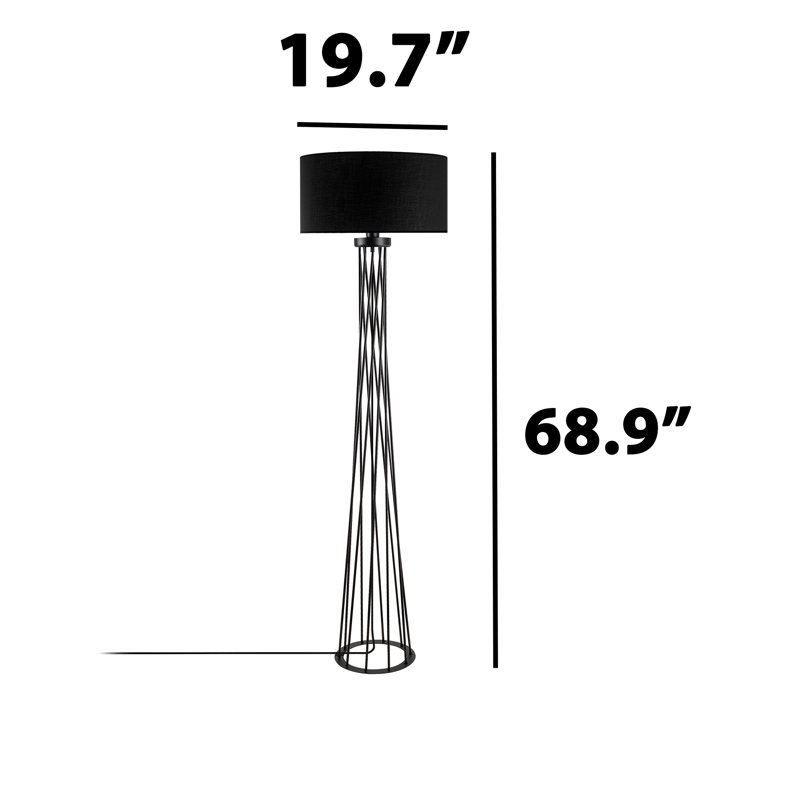 Mazee 68.9'' Black Traditional Floor Lamp, Black