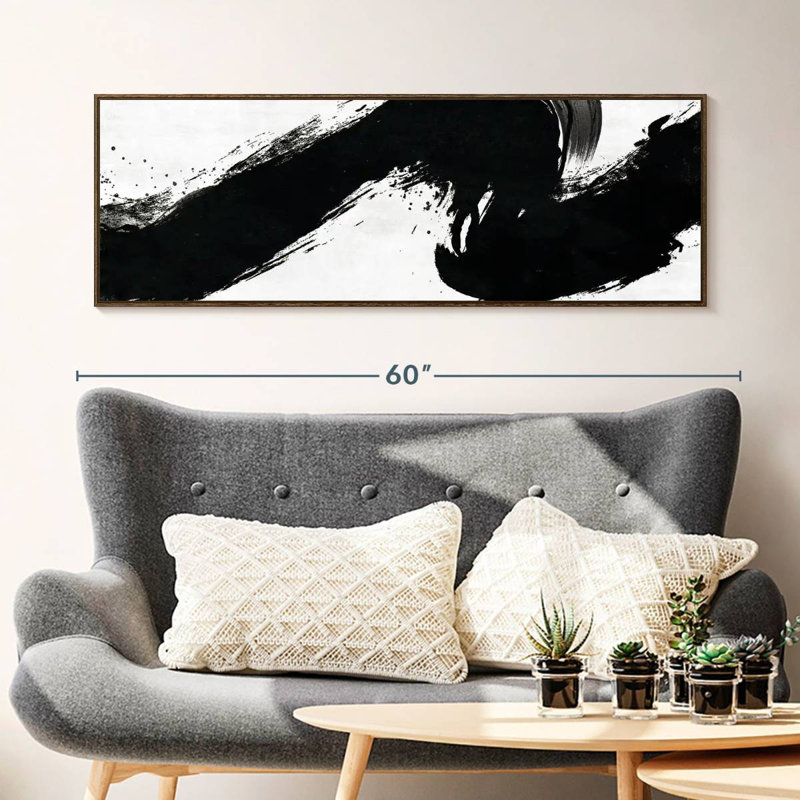 Coup abstrait, Cadre flottant noyer, 49 po x 17 po