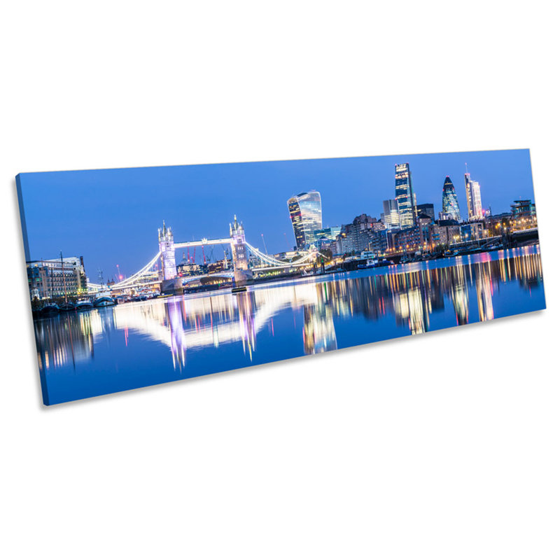 X3463 City London Famous Landmarks - Wrapped Canvas Panoramic Print, 45.72cm H x 137.16cm W x 2cm D