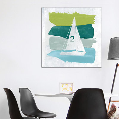 Seaside Swatch Sailboat by Moira Hershey - Wrapped Canvas Painting
