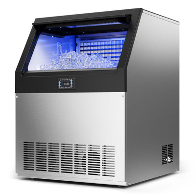 Machine à glaçons commerciale, 440 lb / 24 h avec capacité de rangement de 85 lb, encastrée / autoportante / sous le comptoir, machine à glaçons en acier inoxydable avec affichage DEL et autonettoyante, pour bar maison