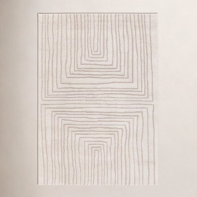 Quillan Ivory Beige Striped Rug