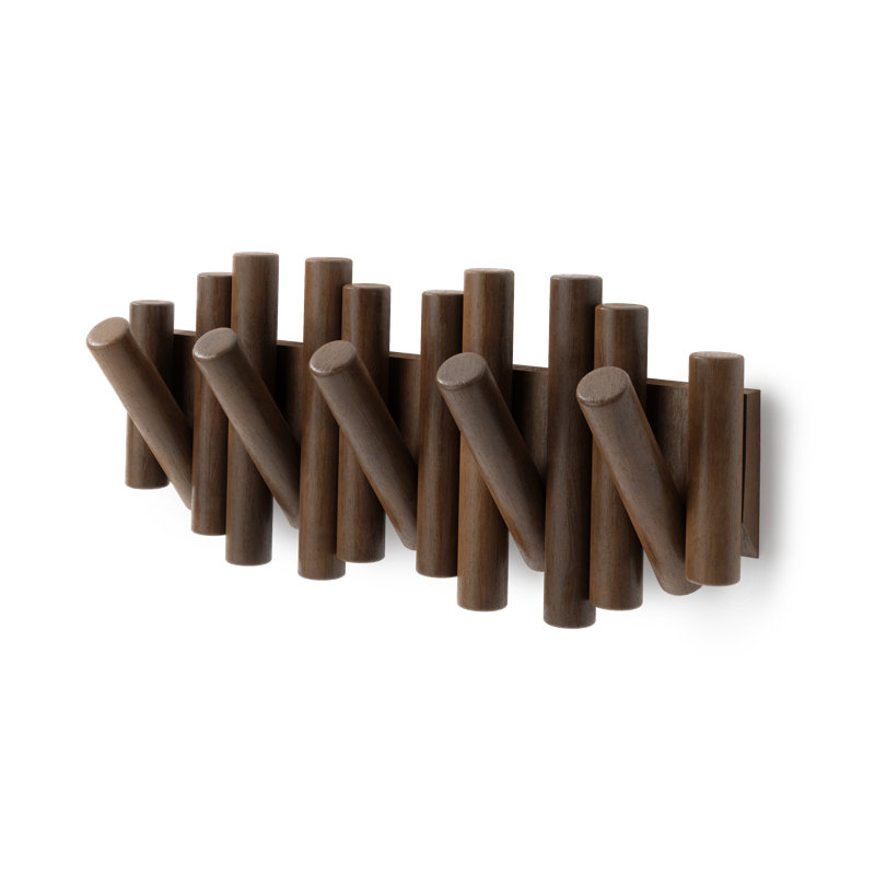 Solid Wood Wall 5 - Hook Wall Mounted Coat Rack, Walnut