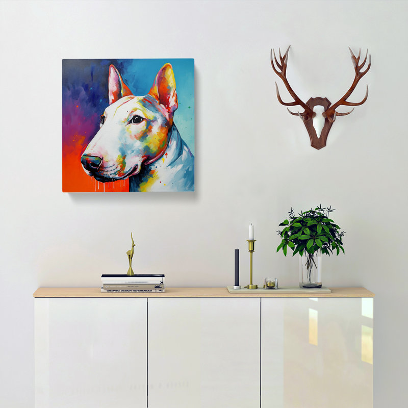 English Bull Terrier Color Field No.1 - No Frame Print, 50cm H x 50cm W x 3cm D