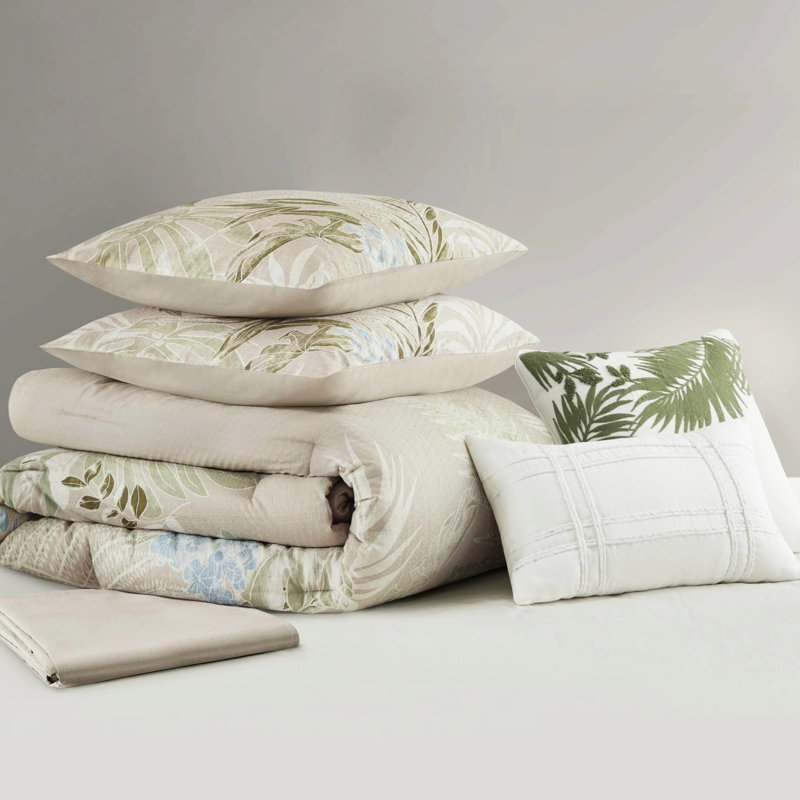 Édredon en coton pour grand lit 6 pièces de style côtier, coussins de broderie, surdimensionné lavable à la machine avec coussins de fermeture à glissière cachés, facile à nettoyer