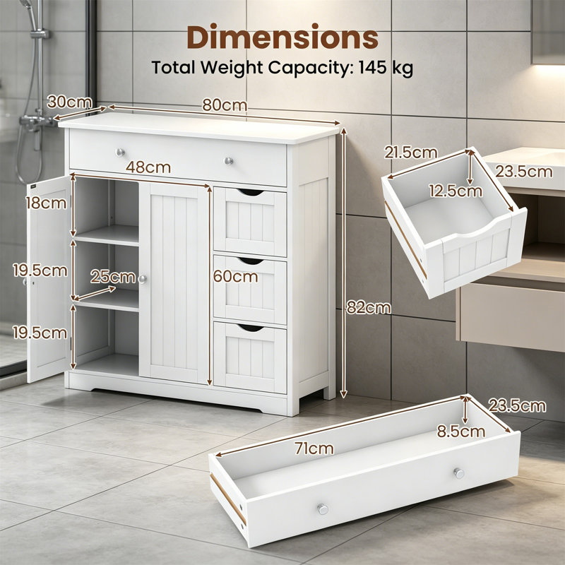 Freestanding Bathroom Cabinet, White