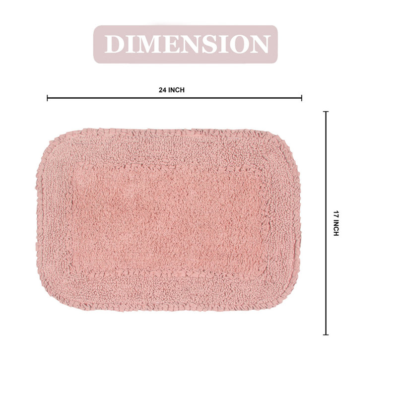 Tapis pour salle de bain Maytham, Rose, Rectangle - l 17 po x L 24 po