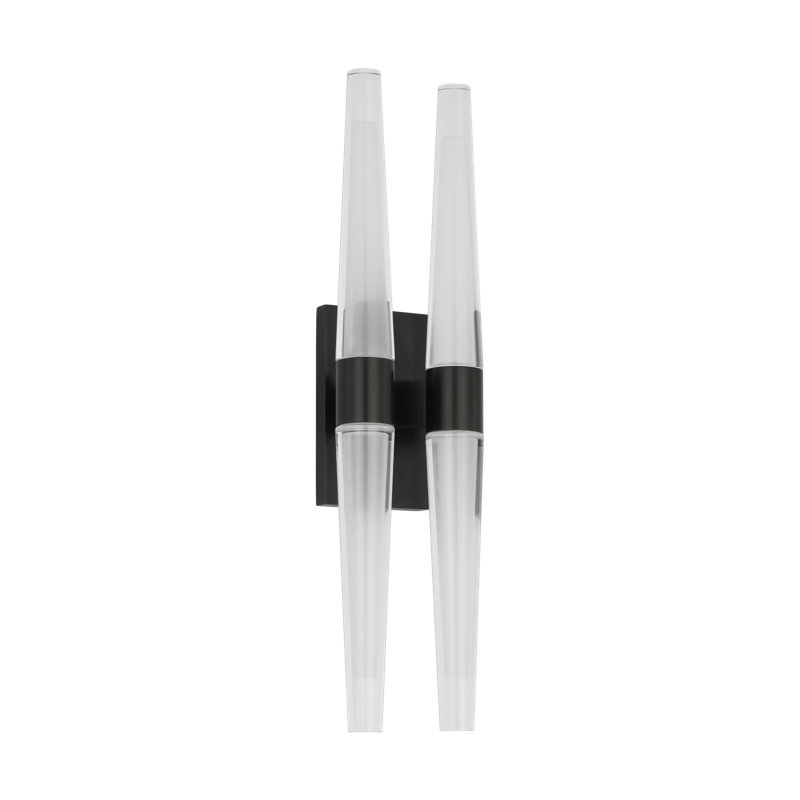 Sean Lavin Lassell 4-light double tall sconce in dark bronze finish with crystal shades, Bronze