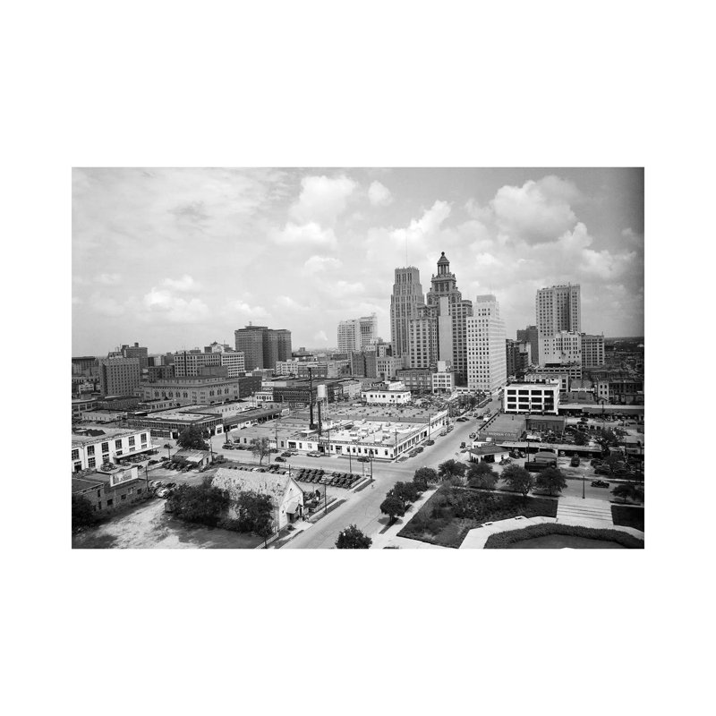 1940S Skyline of Business District of Houston Texas from City Hall 1 Piece Wrapped Canvas Wall Art