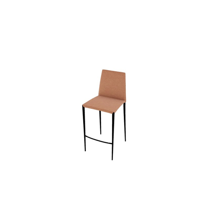 Aida Upholstered Stool with Metal Frame, Matte Black, Regeneratedlth Cognac