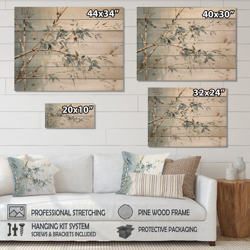 «Green Zen Moment», art mural sur bois de pin naturel, H 30 po x l 40 po