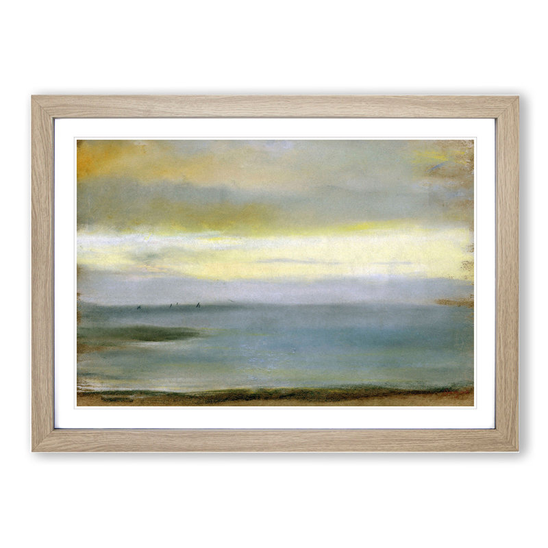 Beach at Low the Tide by Edgar Degas - Picture Frame Painting, 27cm H x 36cm W x 2cm D, Oak Framed