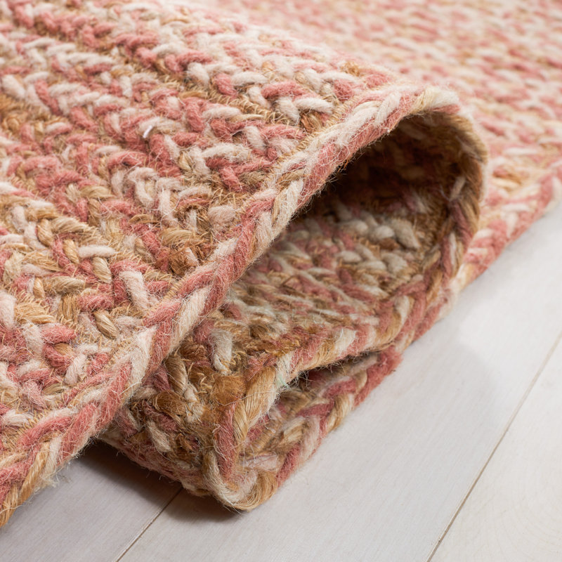 Jarid Natural Fiber Hand Loomed Wool/Jute Rug in Pink/Natural, Rectangle 3' x 5'