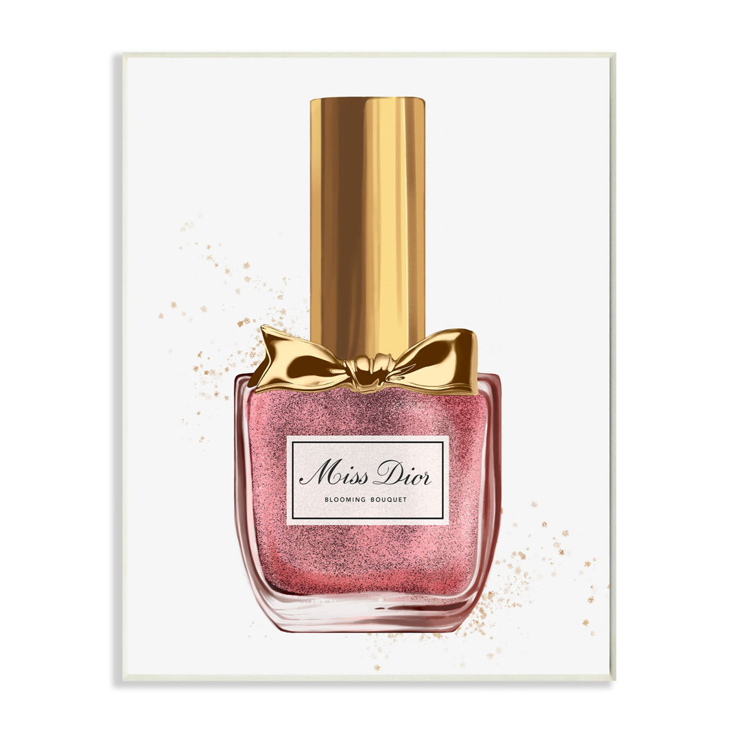 'Makeup Pink Red Nail Polish Gold Fashion Design' Graphic Art Stupell Industries 