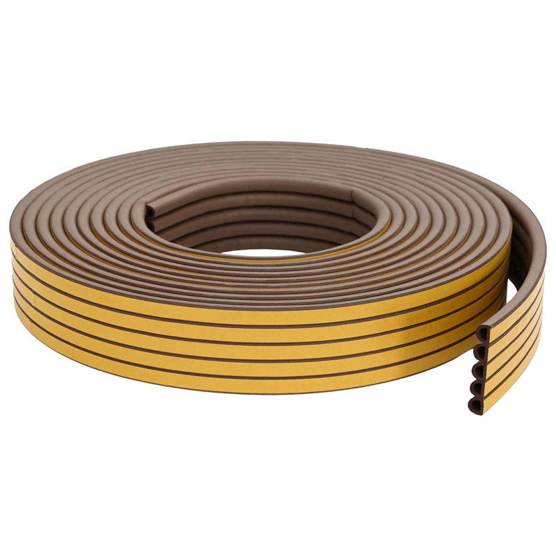 vidaXL Self-Adhesive Window Seal EPDM Foam Easy To Cut Grid-Pattern Strip Door, 1.2cm H x 5000cm W x 1.4cm D, Brown