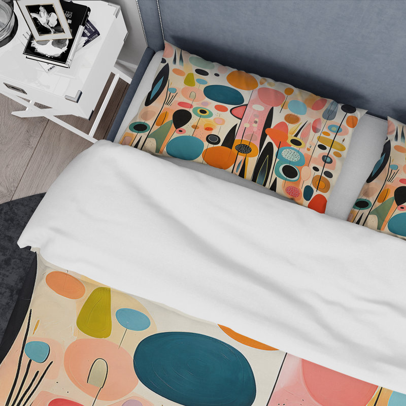 Ensemble de housse de couette rose Mid Century Playful Patterns II - Abstract Midcentury