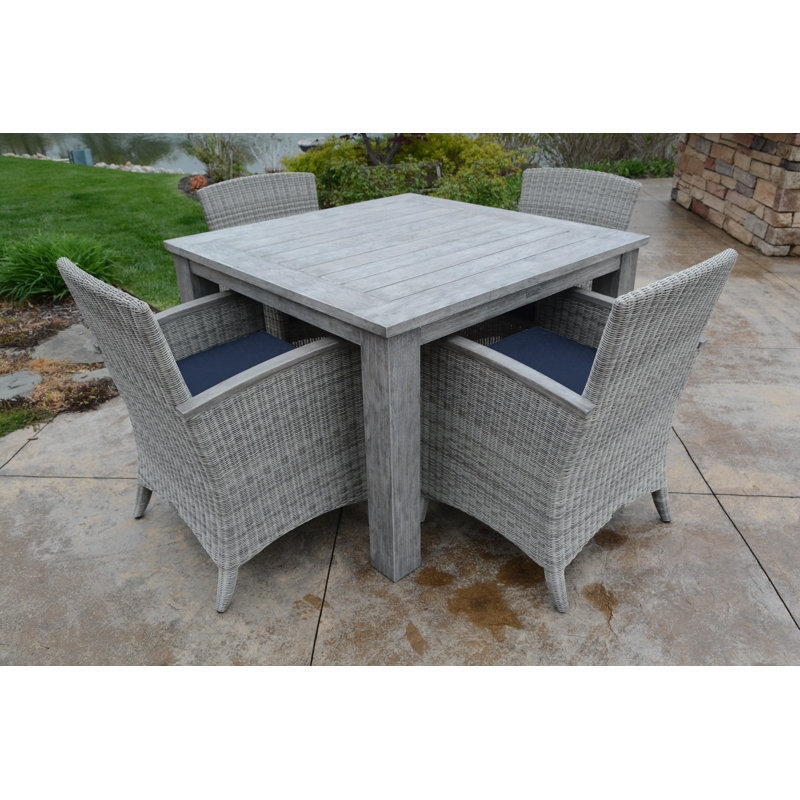 Bella Wicker Outdoor Dining Armchair, Canvas Navy Sunbrella® Canvas, Gray