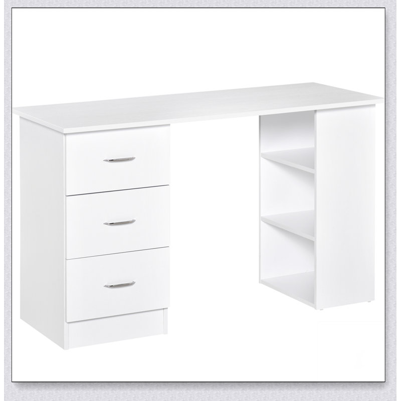 47" Modern Home Office Computer Desk Bookcase Combo Writing Table Workstation with 3 Drawer