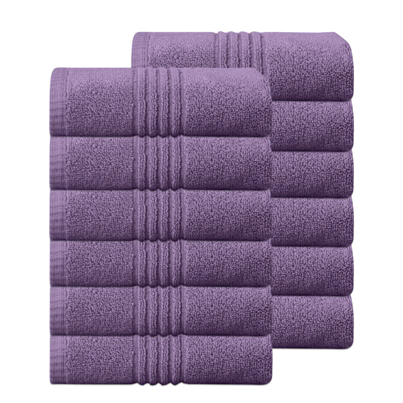 Ensemble de serviettes de bain 100% coton 100% coton Zel Twist Hazel de Home Weavers 500 g / m², 12 po x 24 po (12) (12 serviettes à main), mauve