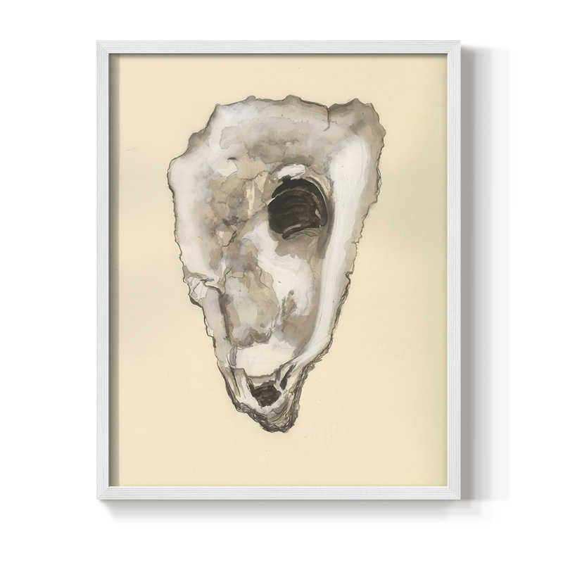 Impression encadrée sépia Oysters IV - Bois massif, H 30 po x l 24 po, Blanc