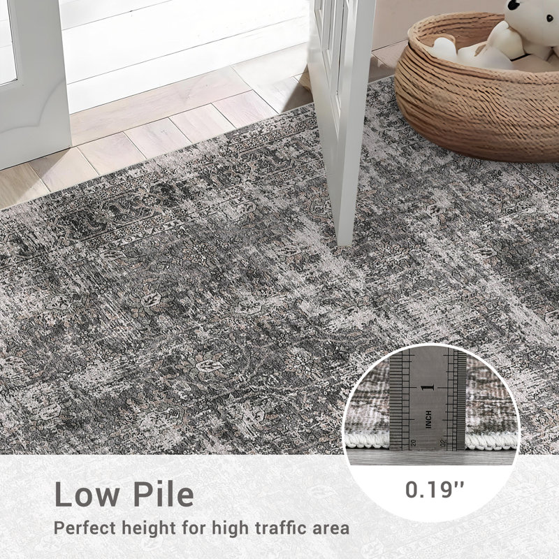 Tapis lavable à la machine antidérapant en caoutchouc à poils courts de style oriental pour le salon, la chambre à coucher, la cuisine et la salle à manger