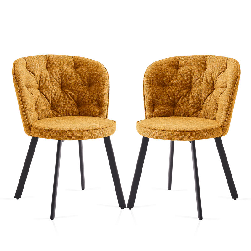  Mathena Soft Frabic Upholstered Dining Chair, Yellow