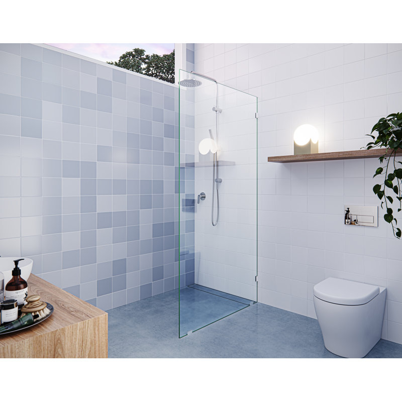Vela 36 in. x 78 in. Fully Frameless Glass Shower Panel - Single Fixed Panel, Polished Nickel