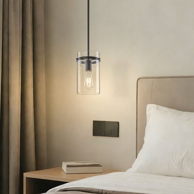Cylon 1 - Light 5.5'' Clear Glass Cylinder Pendant For Kitchen Island