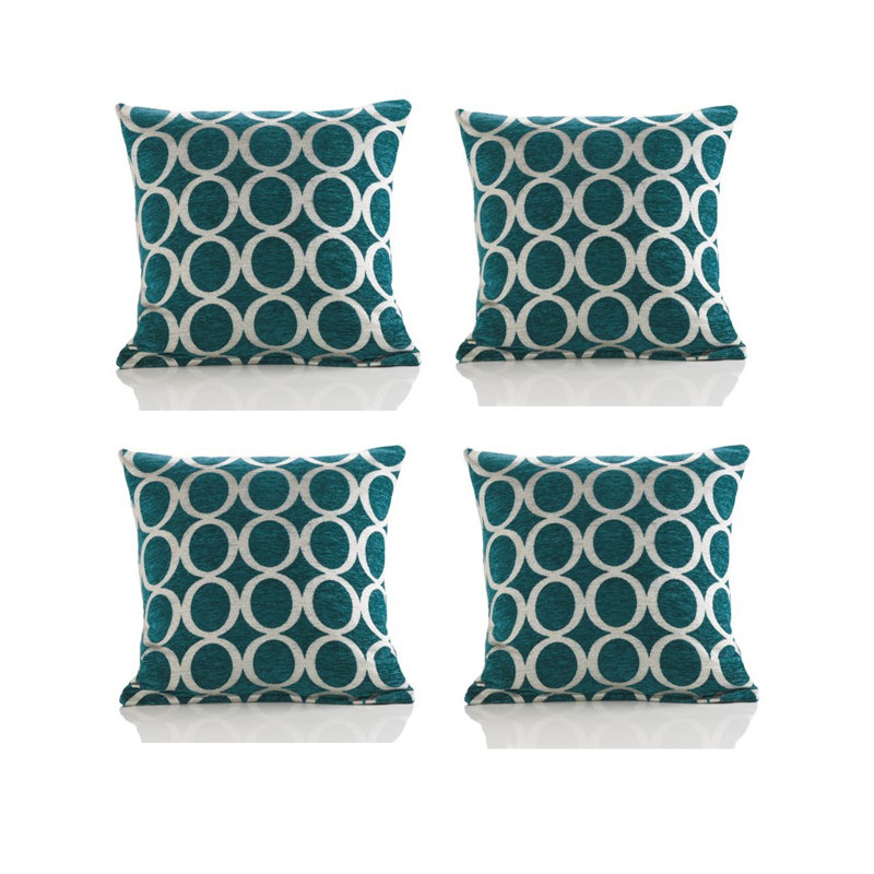 Broward Oh Geometric Cushion with Filling, Teal, 45cm H x 45cm W x 15cm D