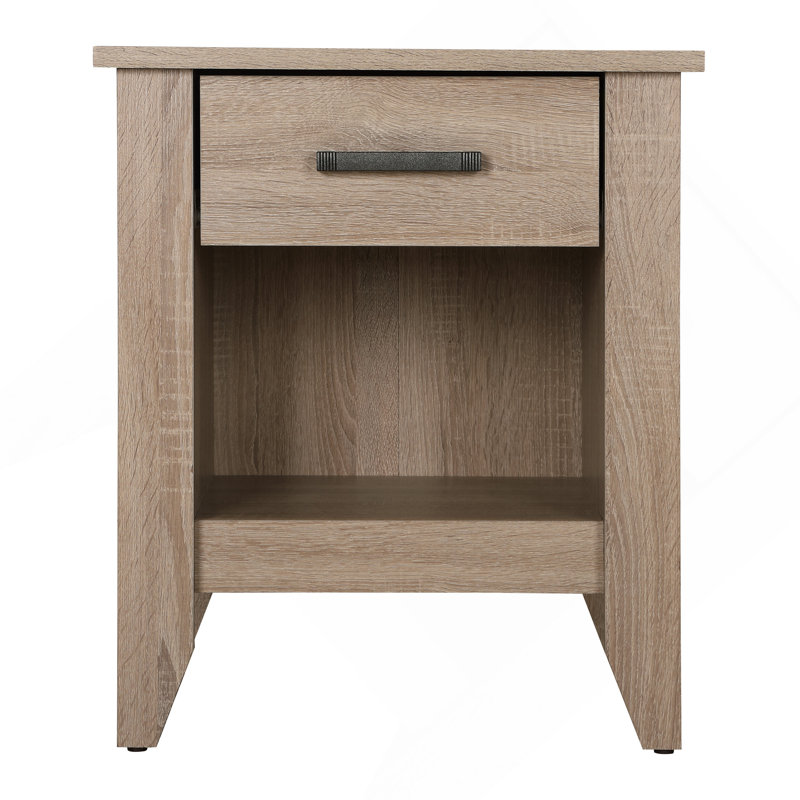 Table de chevet moderne en bois de santal de 21 po de largeur, table d'appoint contemporaine pour chambre à coucher, Brun