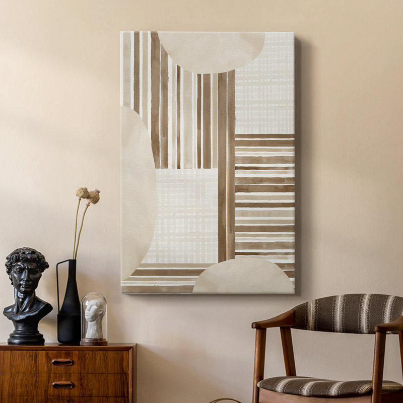 Neutral Stripes -Custom Wrapped Gallery Cavas, 18" H x 12" W