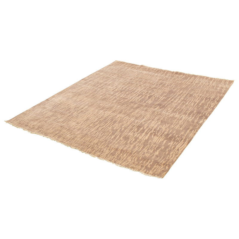 Tapis décoratif gris/brun en laine de conception unique 7 pi 11 po x 9 pi 6 po noué à la main New Age